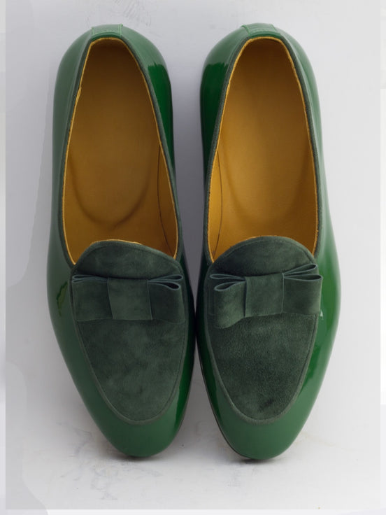 Green Handmade Calf Leather Bespoke Shoes by Gentwith.com with Free Shipping