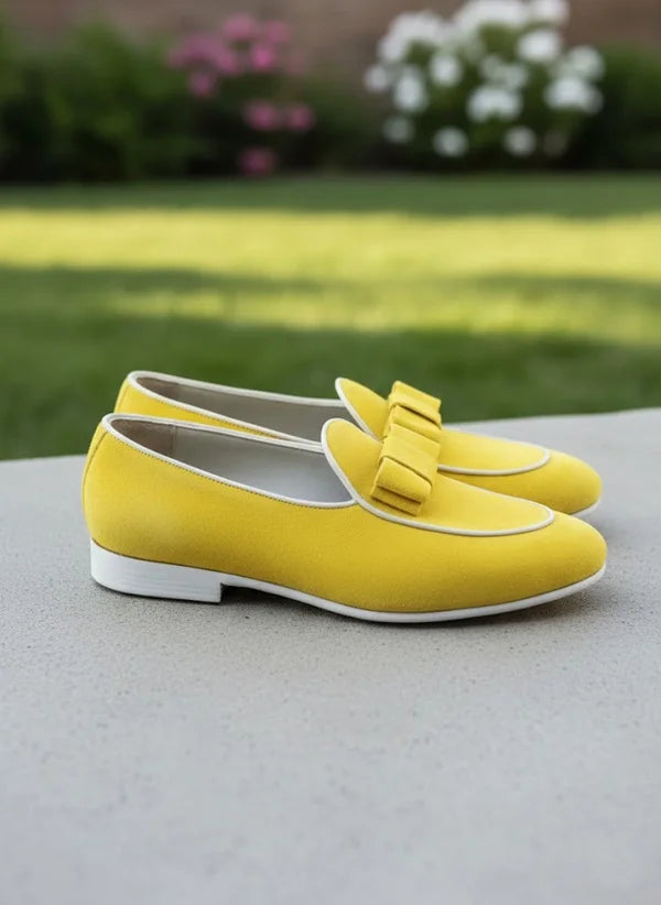 Yellow Suede Leather Loafers