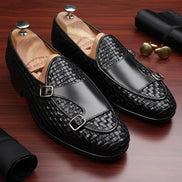 Black Double Monk Strap Shoes