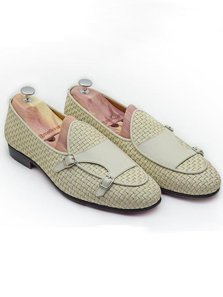 The Yolanda Off White Double Monk Strap Shoes