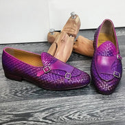 Purple Double Monk Strap Loafers
