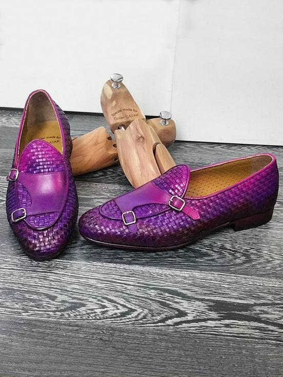 Purple Double Monk Strap Loafers