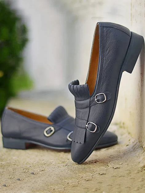 Blue Genuine Leather Kilt Loafers for Men EU 45/ US 12/UK 11 Blue Genuine Leather Kilt Loafers for Men EU 45/ US 12/UK 11