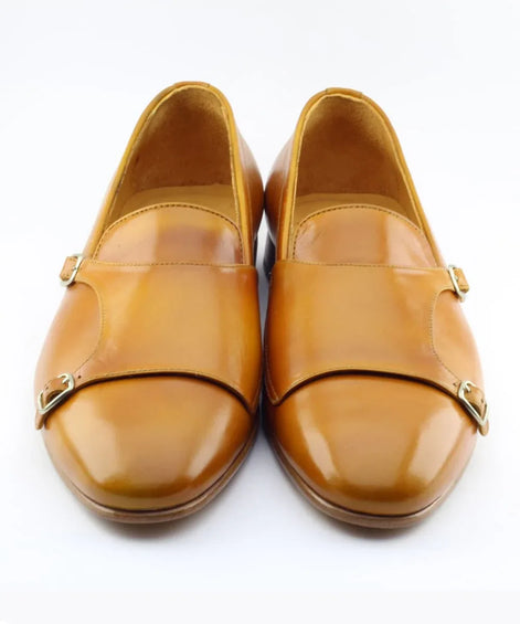 Brown Double Monk Strap Shoes