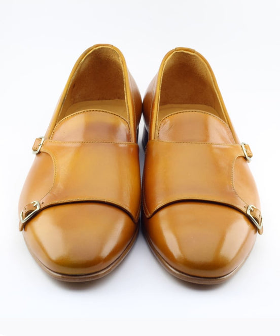 Brown Double Monk Strap Shoes