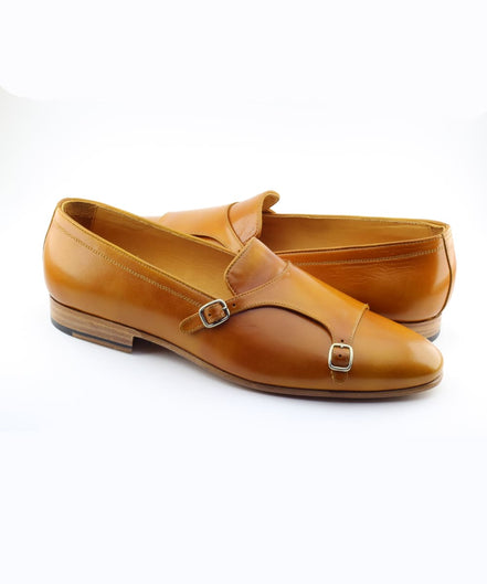 Brown Double Monk Strap Shoes