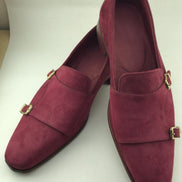 Burgundy Double Monk Strap Shoes