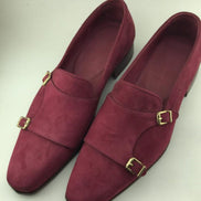 Burgundy Double Monk Strap Shoes