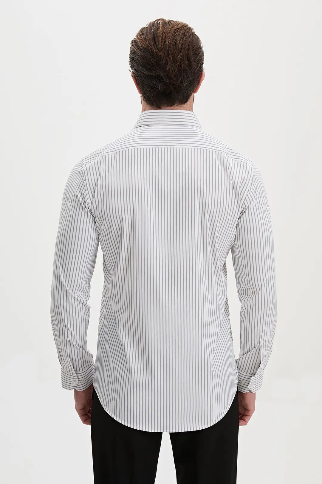 Black Vertical Striped Dress Shirt