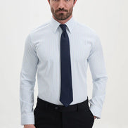 Blue Vertical Striped Dress Shirt