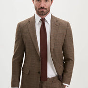 Vintage Tweed Plaid Suit for Men Brown
