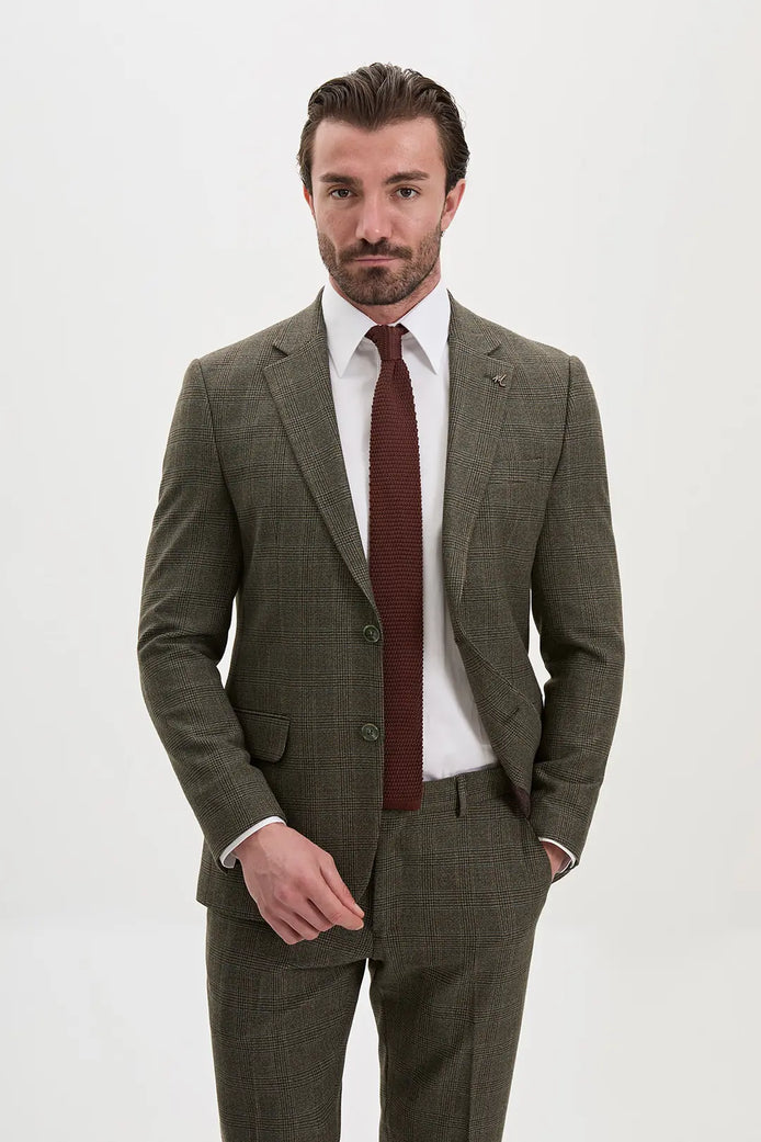 Vintage-Tweed-Plaid-Suit-for-Men-Olive