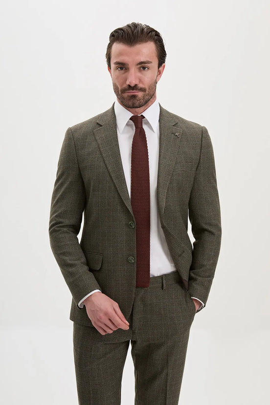 Vintage-Tweed-Plaid-Suit-for-Men-Olive