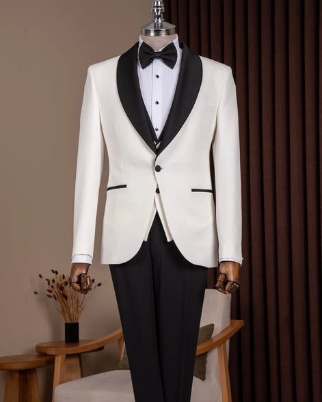 White Shawl Lapel Men Tuxedo