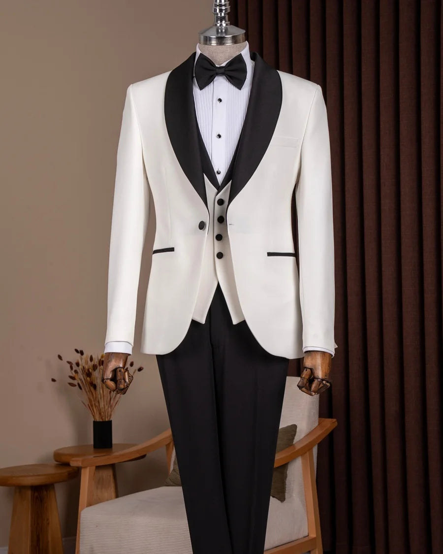 White Shawl Lapel Men Tuxedo