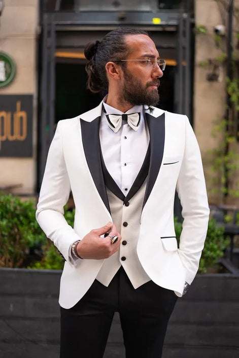 Sturgis Slim Fit Peak Lapel White Tuxedo