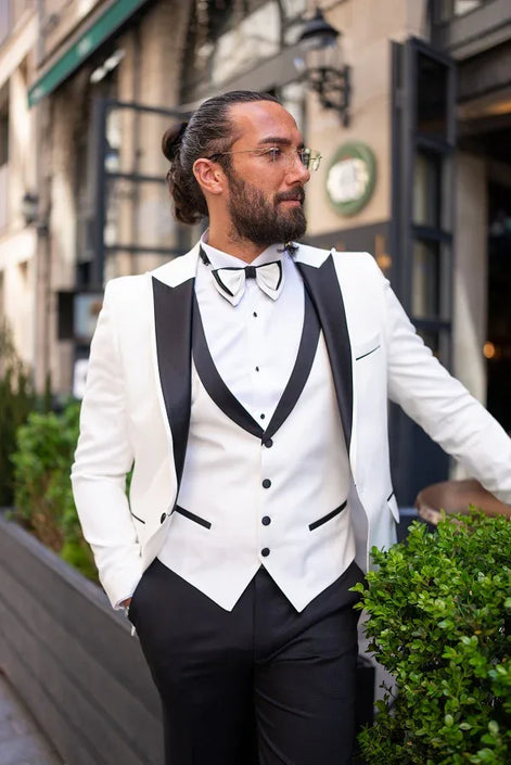 Sturgis Slim Fit Peak Lapel White Tuxedo