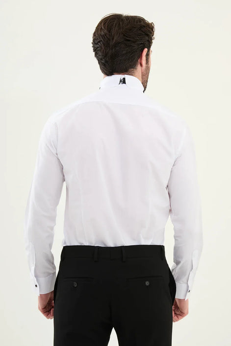 Plain Cotton White Tuxedo Shirt