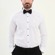 Plain Cotton White Tuxedo Shirt