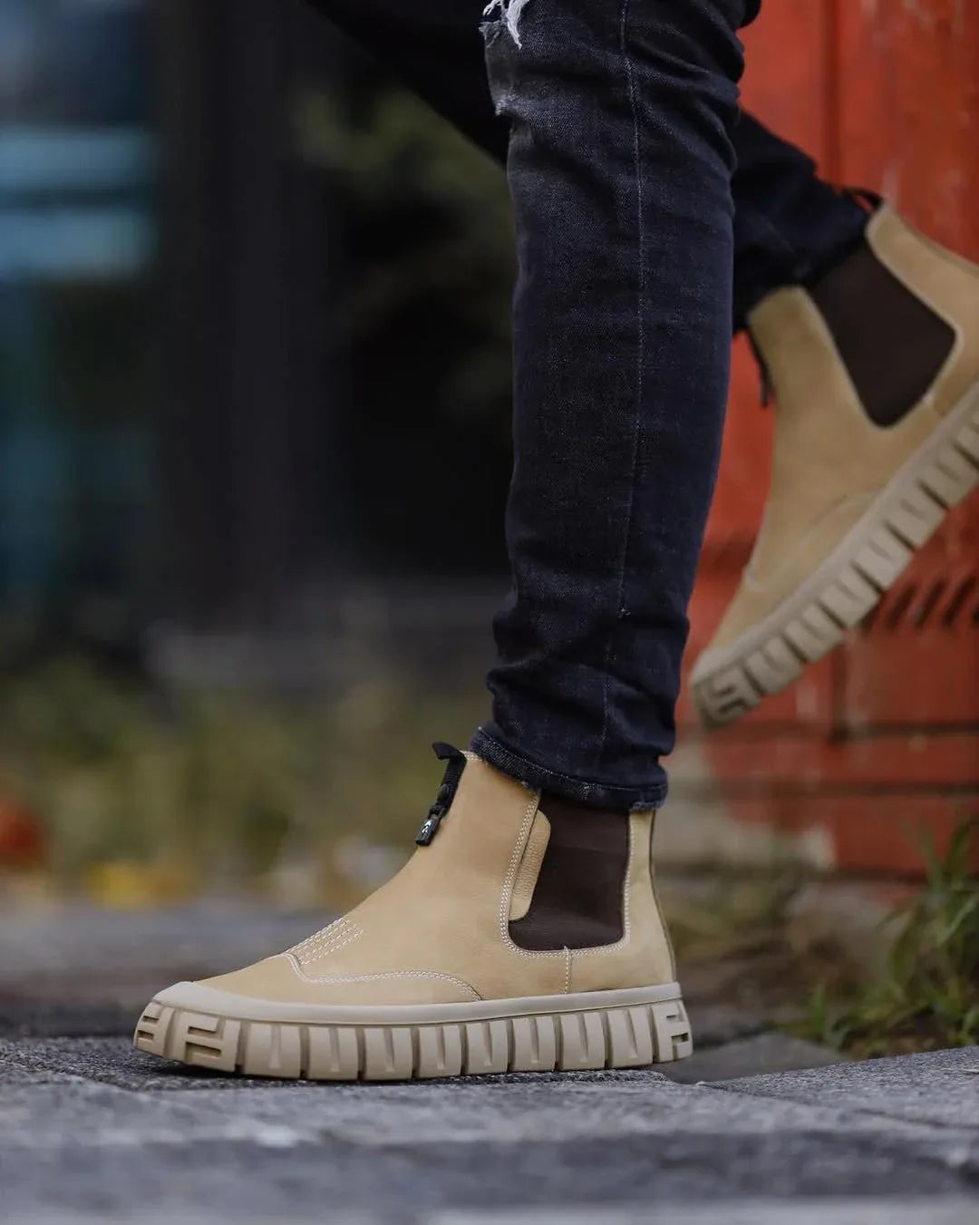 Beige Chelsea Boots