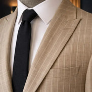 Beige Pinstripe Two-Piece Suit