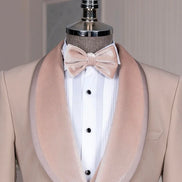 Beige Velvet Shawl Lapel Tuxedo