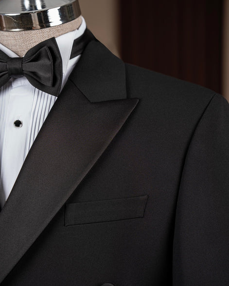 Black Double Breasted Peak Lapel Tuxedo