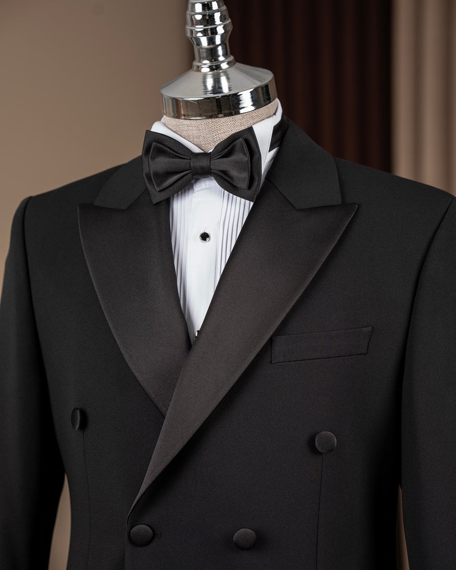 Wilson Black Double Breasted Peak Lapel Tuxedo