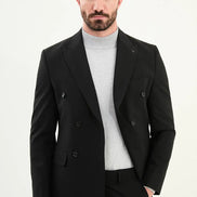 Black Double Breasted Slim Fit Suit