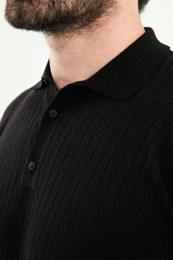 black ribbed sweater