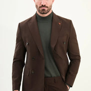 Coffee Brown Double Breasted Slim Fit Suit