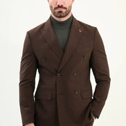 Coffee Brown Double Breasted Slim Fit Suit