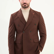 Dark Brown Double Breasted Slim Fit Suit