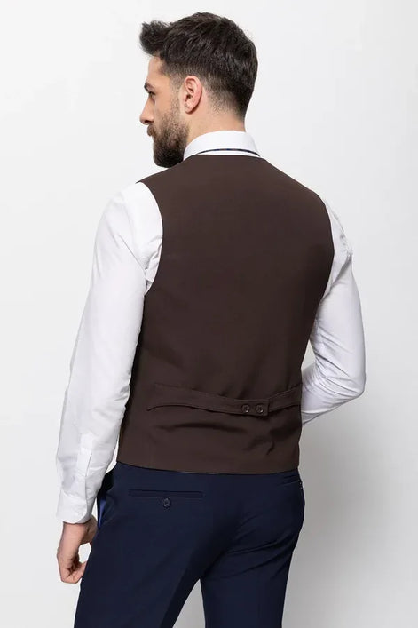 Mens Dark Brown Wool Suit Vest