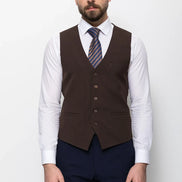 Dark Brown Wool Suit Vest for Men