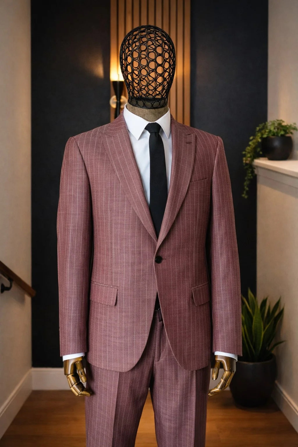 Dusty Rose Pinstripe Two-Piece Suit