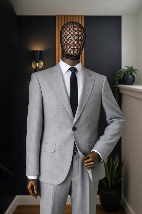 Gray Pinstripe Two-Piece Suit