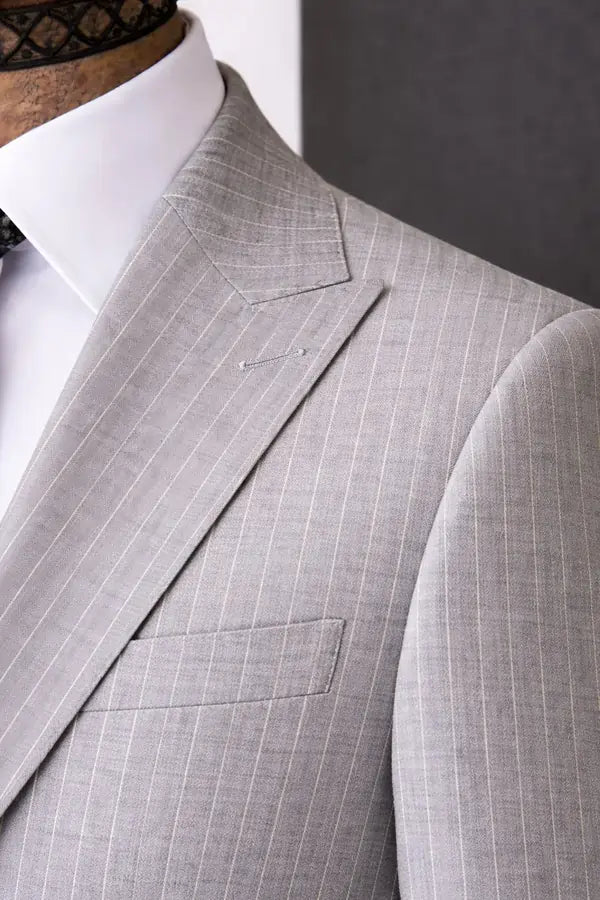 Gray Pinstripe Two-Piece Suit