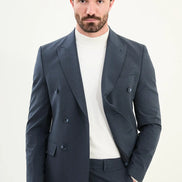 Indigo Double Breasted Slim Fit Suit