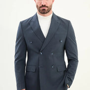 Indigo Double Breasted Slim Fit Suit