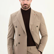 Light Brown Double Breasted Slim Fit Suit