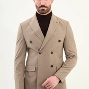 Light Brown Double Breasted Slim Fit Suit