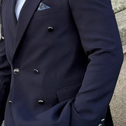 Navy Blue Double Breasted Plus Size Suit
