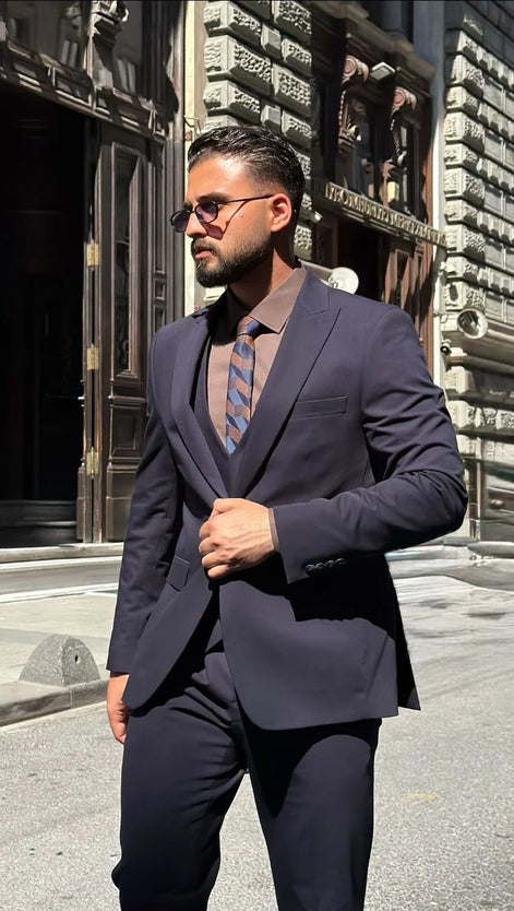 Navy Blue Plus Size Suit