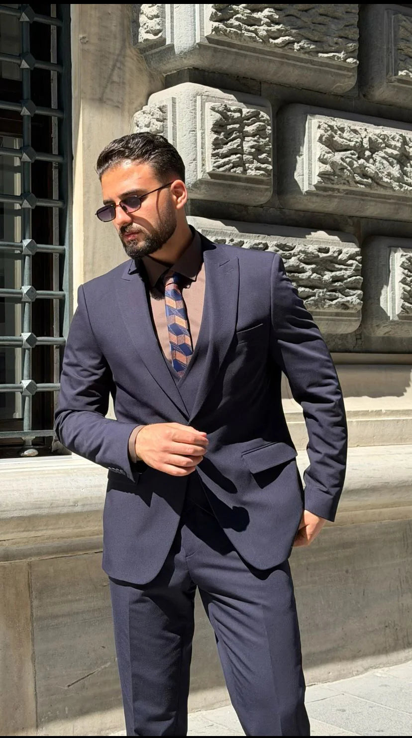 Navy Blue Plus Size Suit