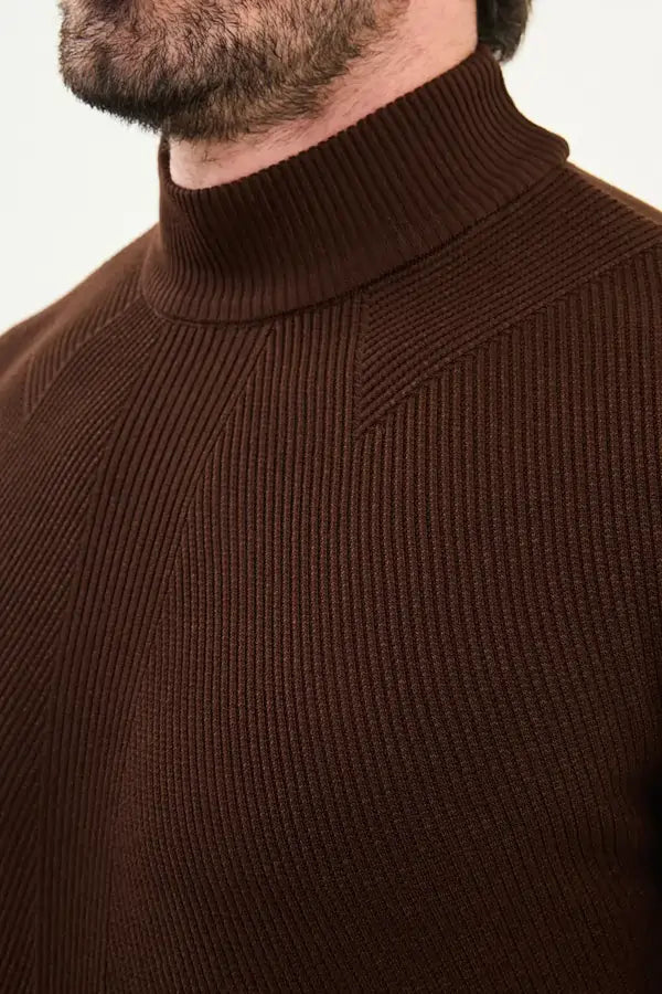 Dark Brown Mock Turtleneck Sweater