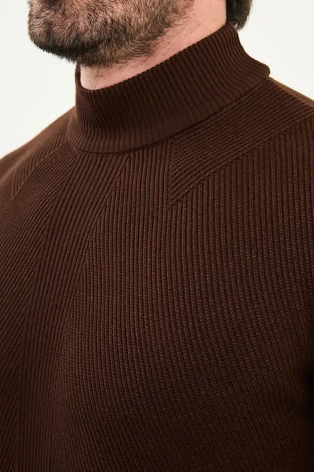 Dark Brown Mock Turtleneck Sweater