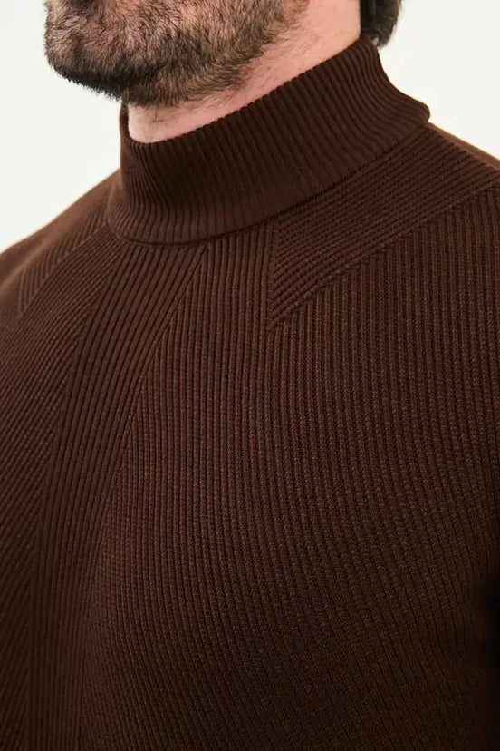 Dark Brown Mock Turtleneck Sweater