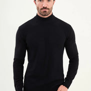 Striped Navy Blue Mock Turtleneck Sweater