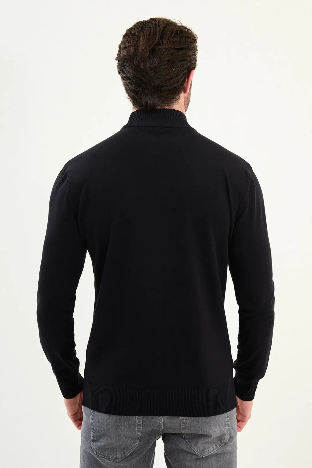 Navy Blue Mock Turtleneck Sweater